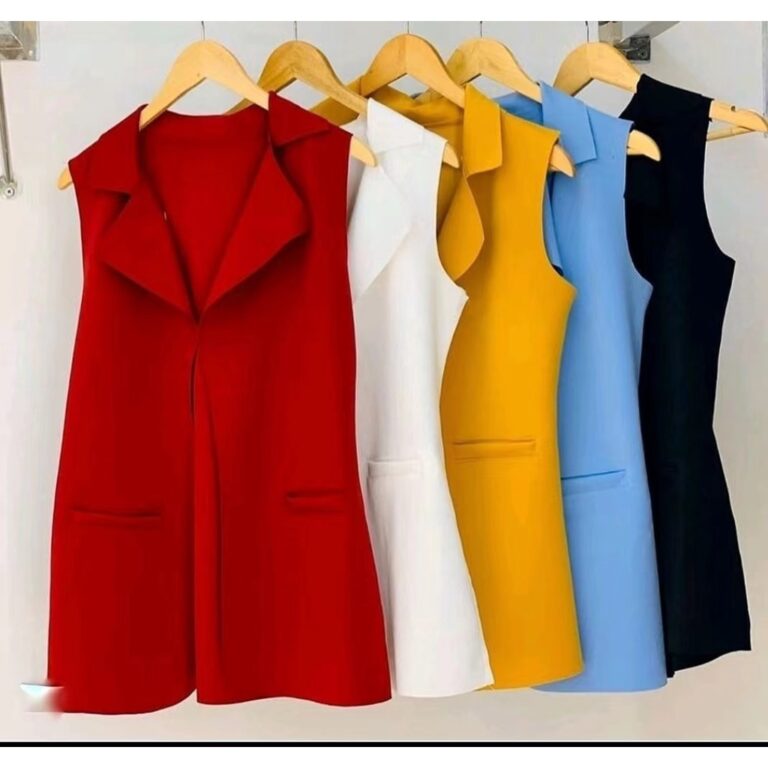 Colete Feminino Longo De Neoprene Moda Com Bolso F