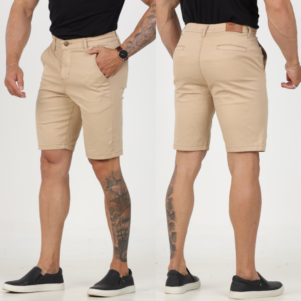 BERMUDA Sarja MASCULINA Casual Com Lycra Elastano Elegante Confortável