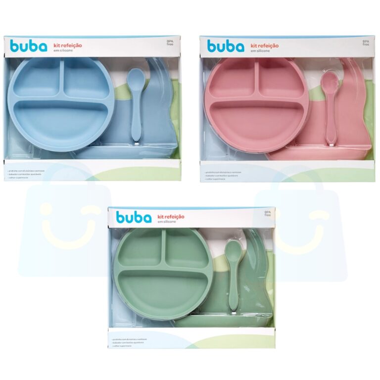Kit Refeição Prato Ventosa Babador E Colher Sili