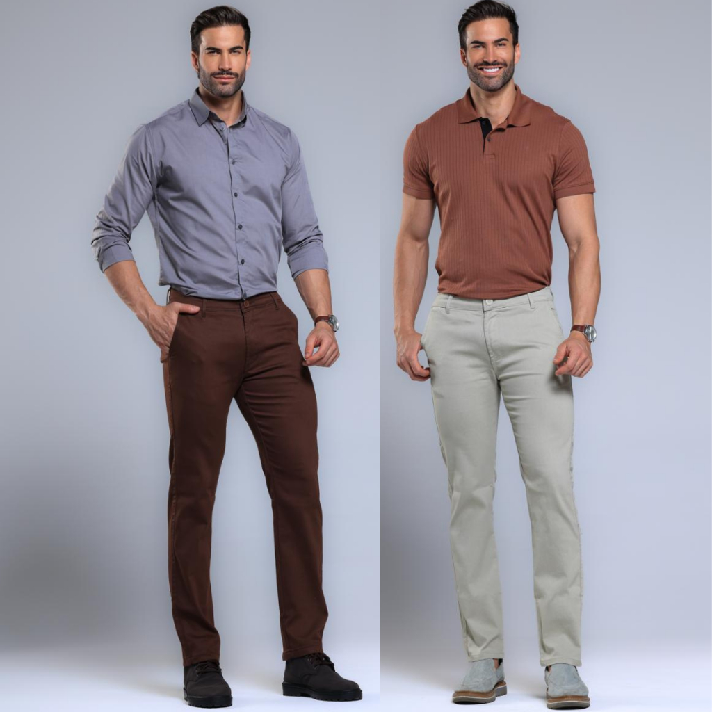 Kit 2 Calças Masculinas Esporte Fino Sarja Social