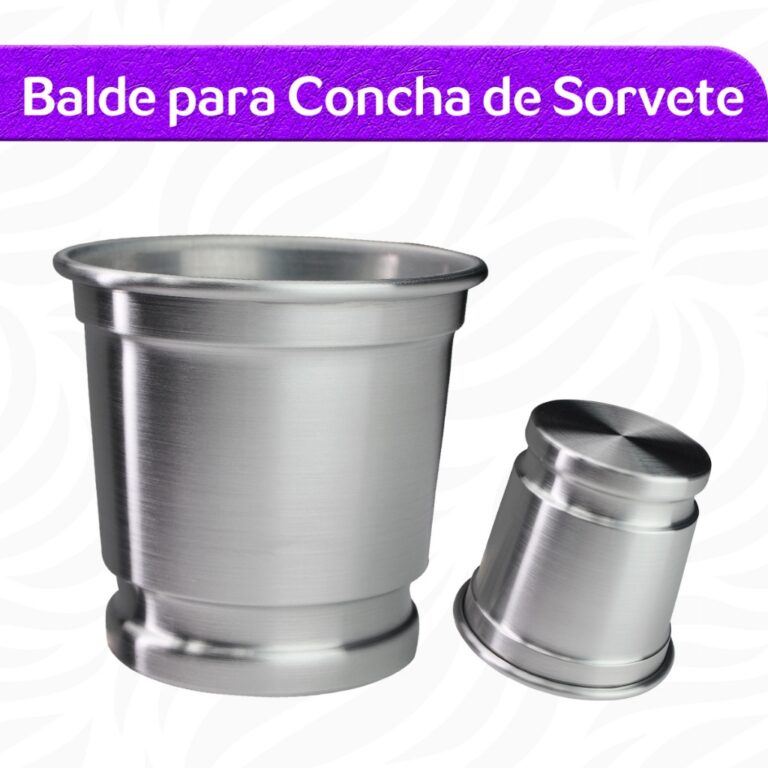 Balde Para Concha Colher Sorvete Alumínio 13x13x1