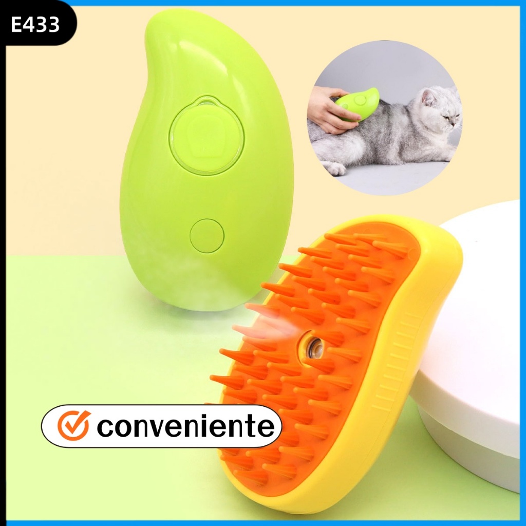 Escova Elétrica 3 Em 1 Vaporizada Para Depilação De Gatos De Pente De Massagem Suave Limpeza De Esti