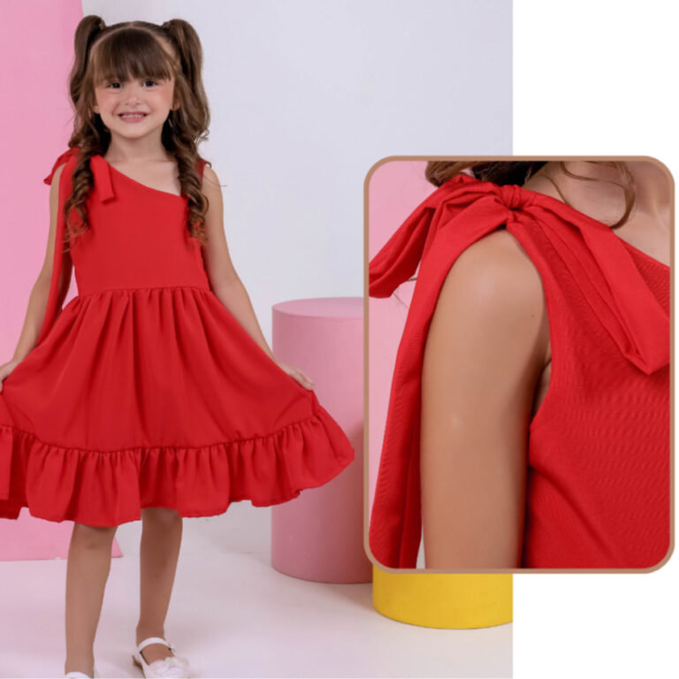Vestido Infantil Menina Feminino na Sedinha Liso v