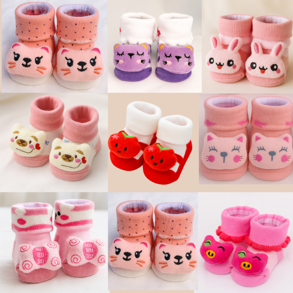Meia Pantufa Sapatinho Bebe Recem Nascido Bichinhos Fofo 3D Infantil Enxoval Menina 0 a 6 meses