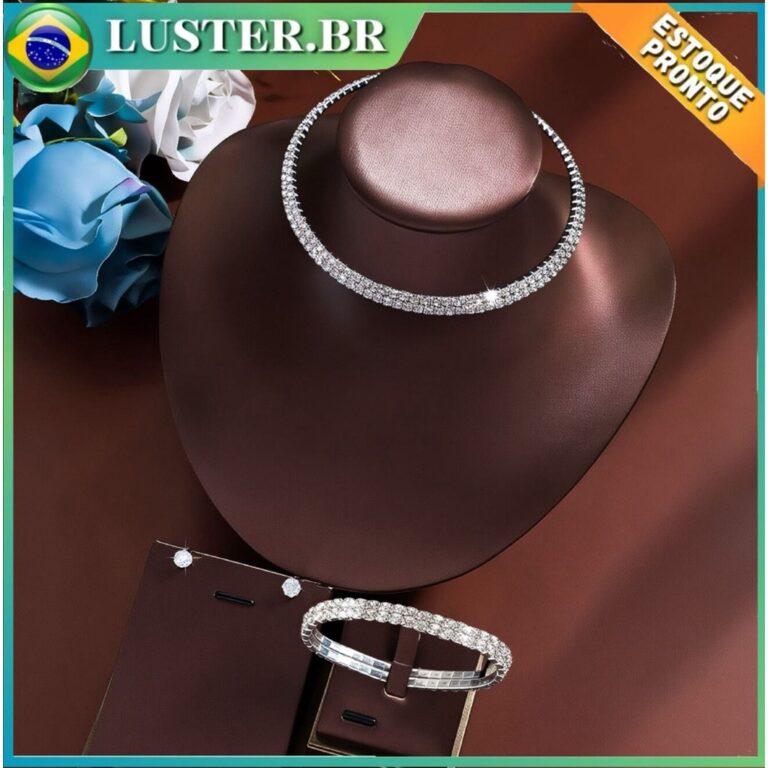 Conjunto De Joias 3 Em 1 Colar E Brincos E Pulseir