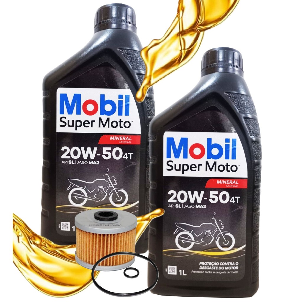Troca de Óleo Cbx 250 Twister / Xr 250 Tornado / Nx 400 Falcon Mobil 20w50 Mineral + Filtro
