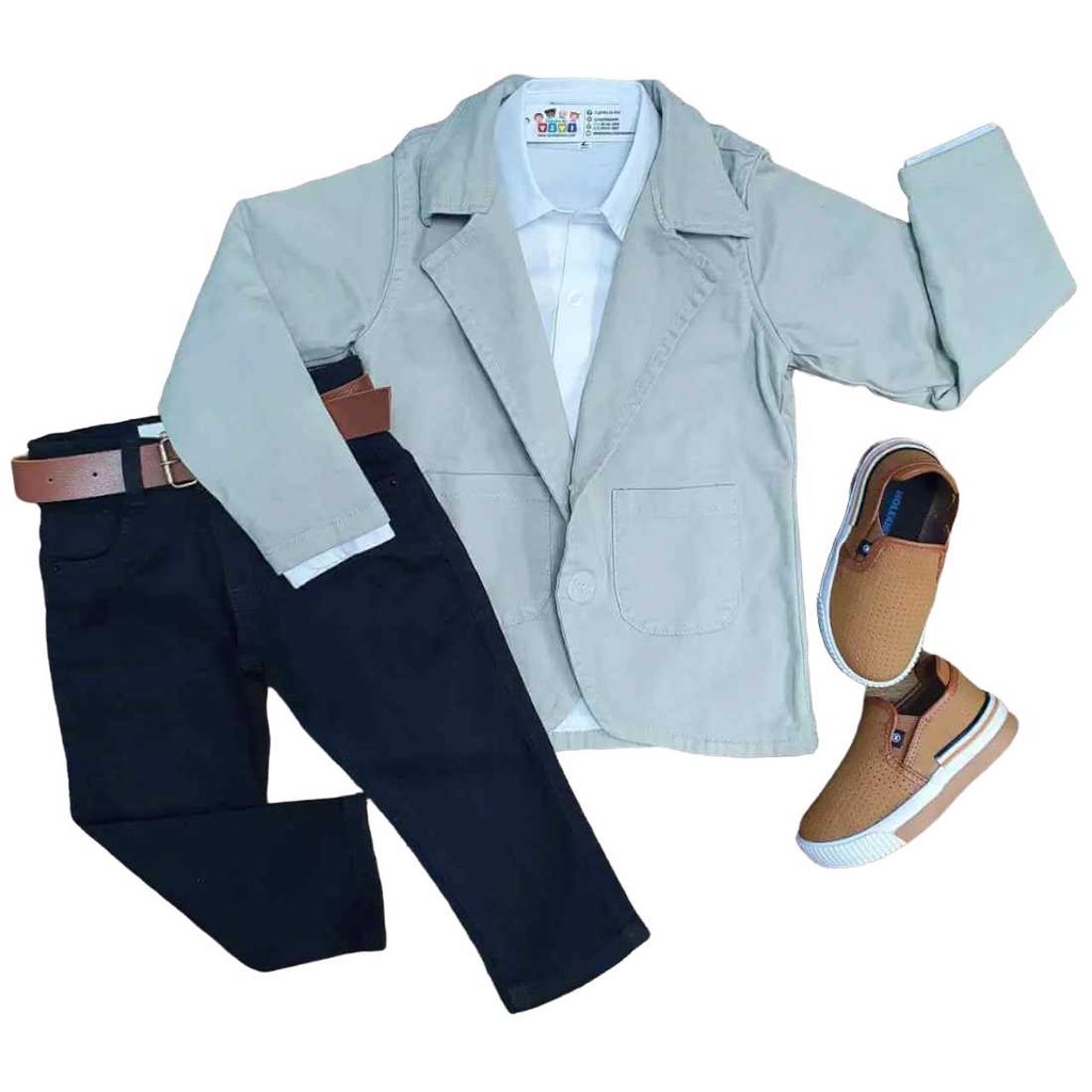 Blazer com Camisa Social e Calça Preta Infantil