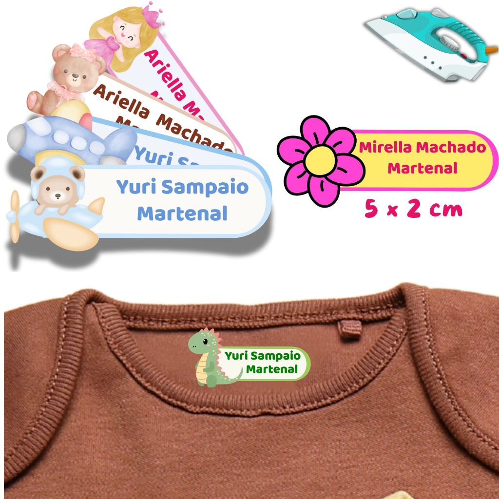 Etiqueta Termocolante Personalizada 6 x 2 cm Ideal para Uniformes, Roupas de Creche e Viagens