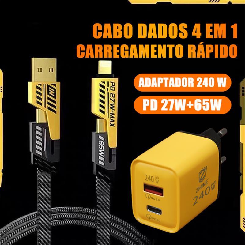 Cabo Carregamento Rápido Carregador 4 Em 1 USB Tipo C Para iP Trança de Nylon 1,0 Metros Cabo Adapta