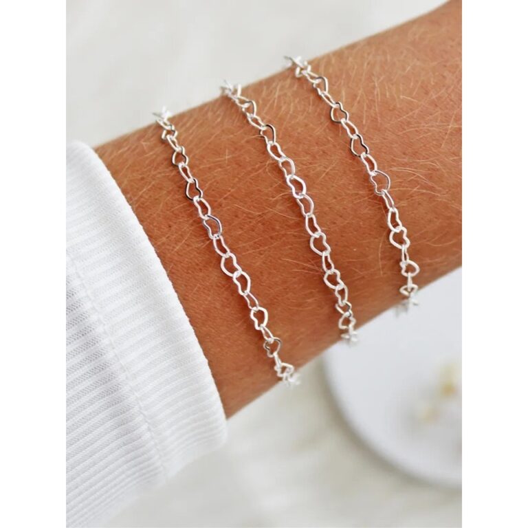 Pulseira elo coração prata 925