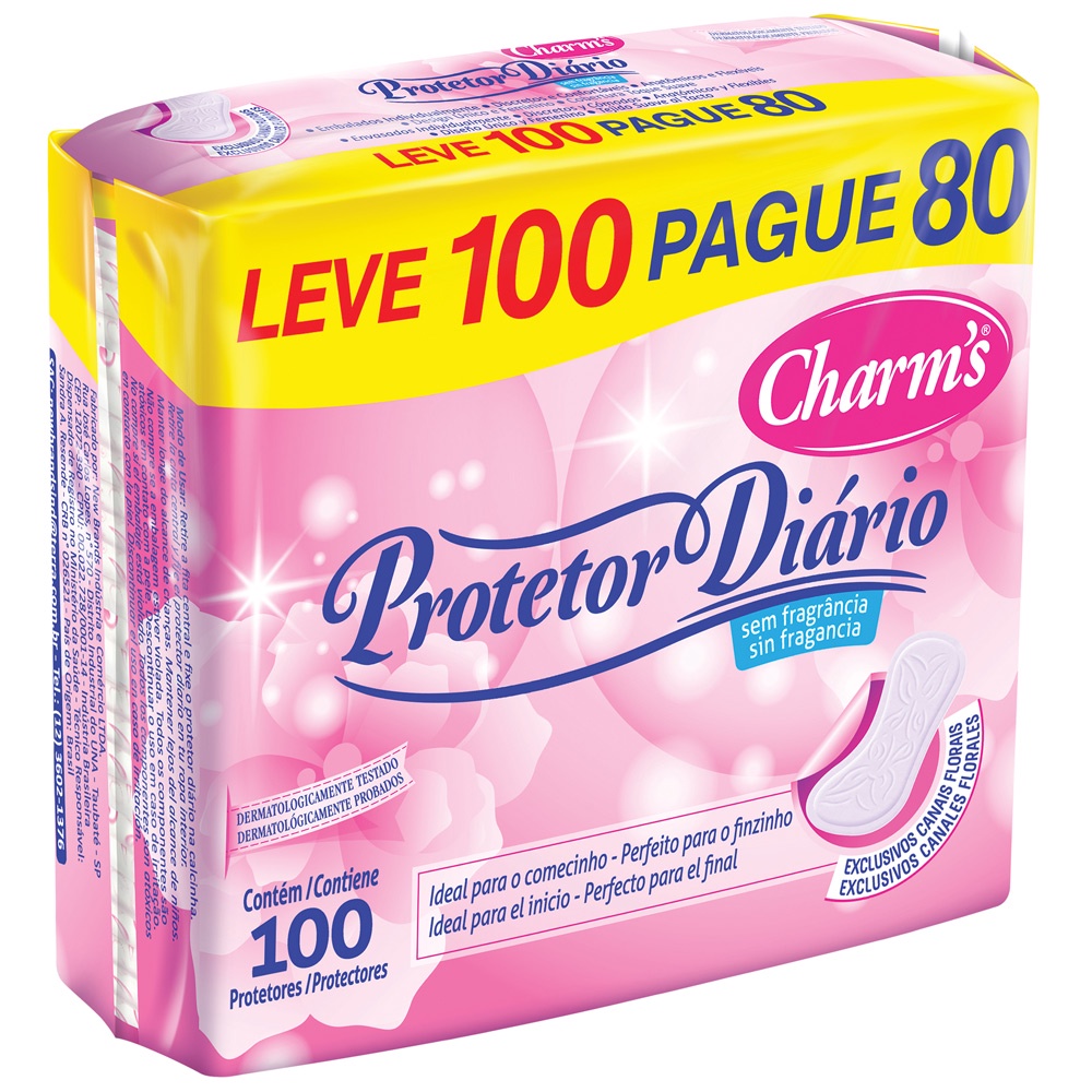 Protetor Diário uso Feminino com gel super absorvente – Charms