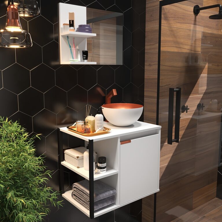 Gabinete Banheiro Completo + Cuba + Espelheira + A