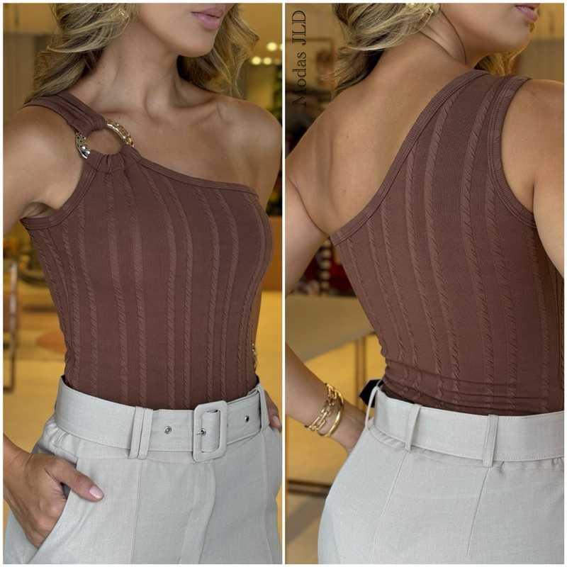 Body Femenino Mula Manca Com Forro Alça fina um Ombro Premium_Rivana
