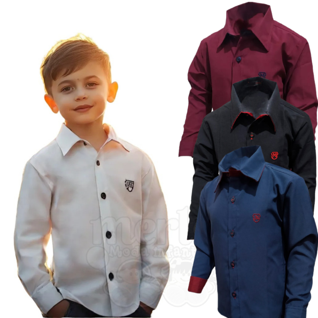 Camisa Infantil Social manga Longa Envio Imediato
