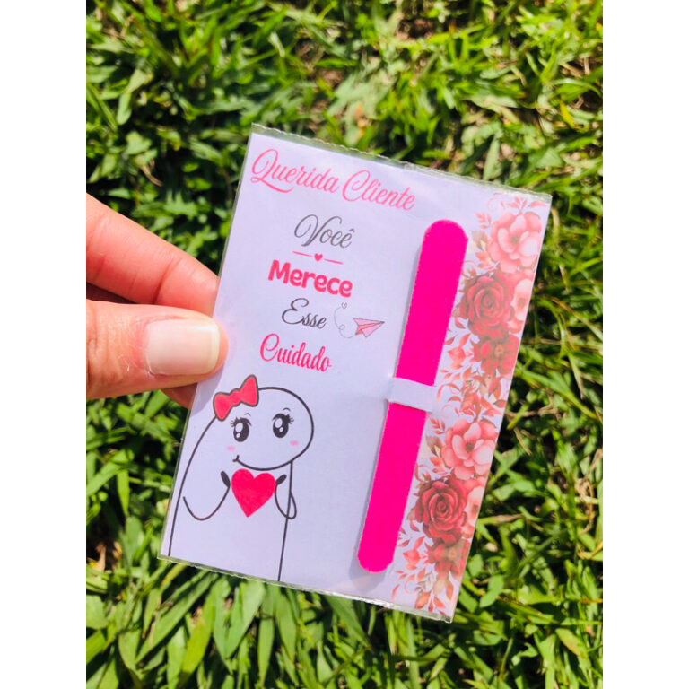 50 Cartão com mini lixa de unha rosa, mimo para c