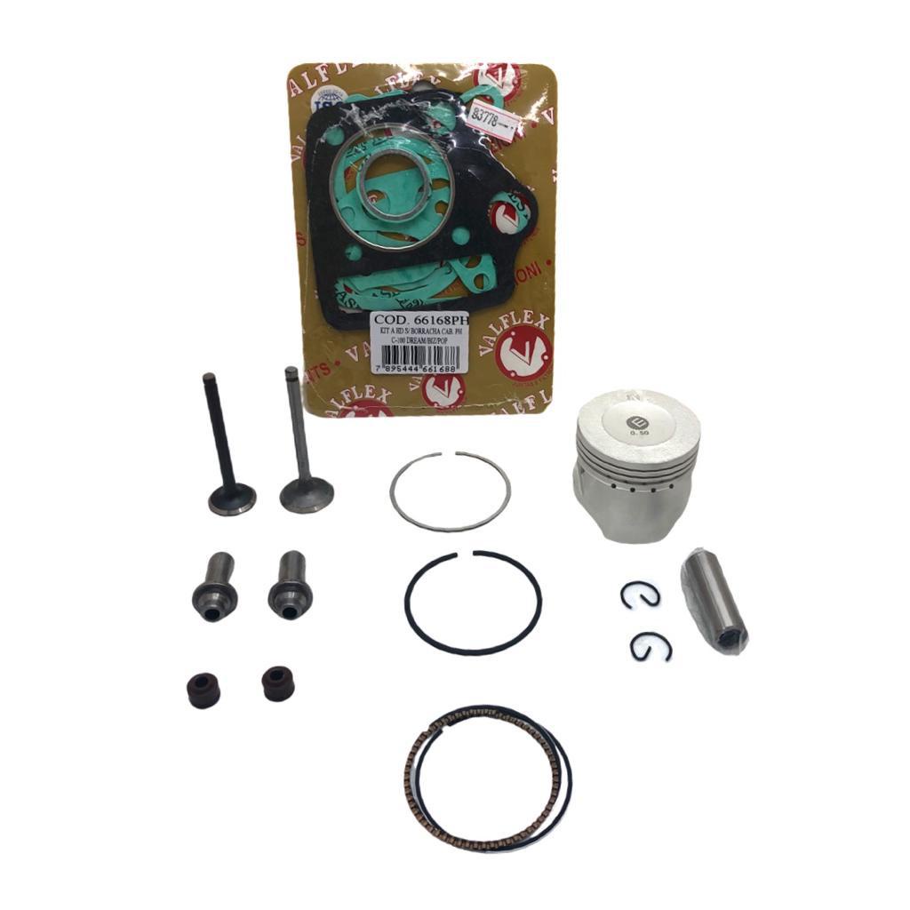 Pistão Completo 0,75Mm Biz 125 05/08 + Valvulas + Guias + Retentores + Junta Kit A