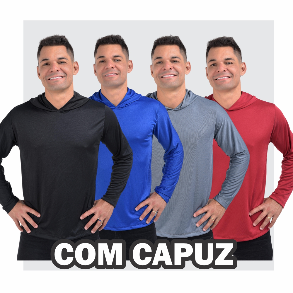 Camisa Capuz Térmica Manga Longa Dry fit Camiseta com Touca Esportiva com Capuz Masculina Proteção U