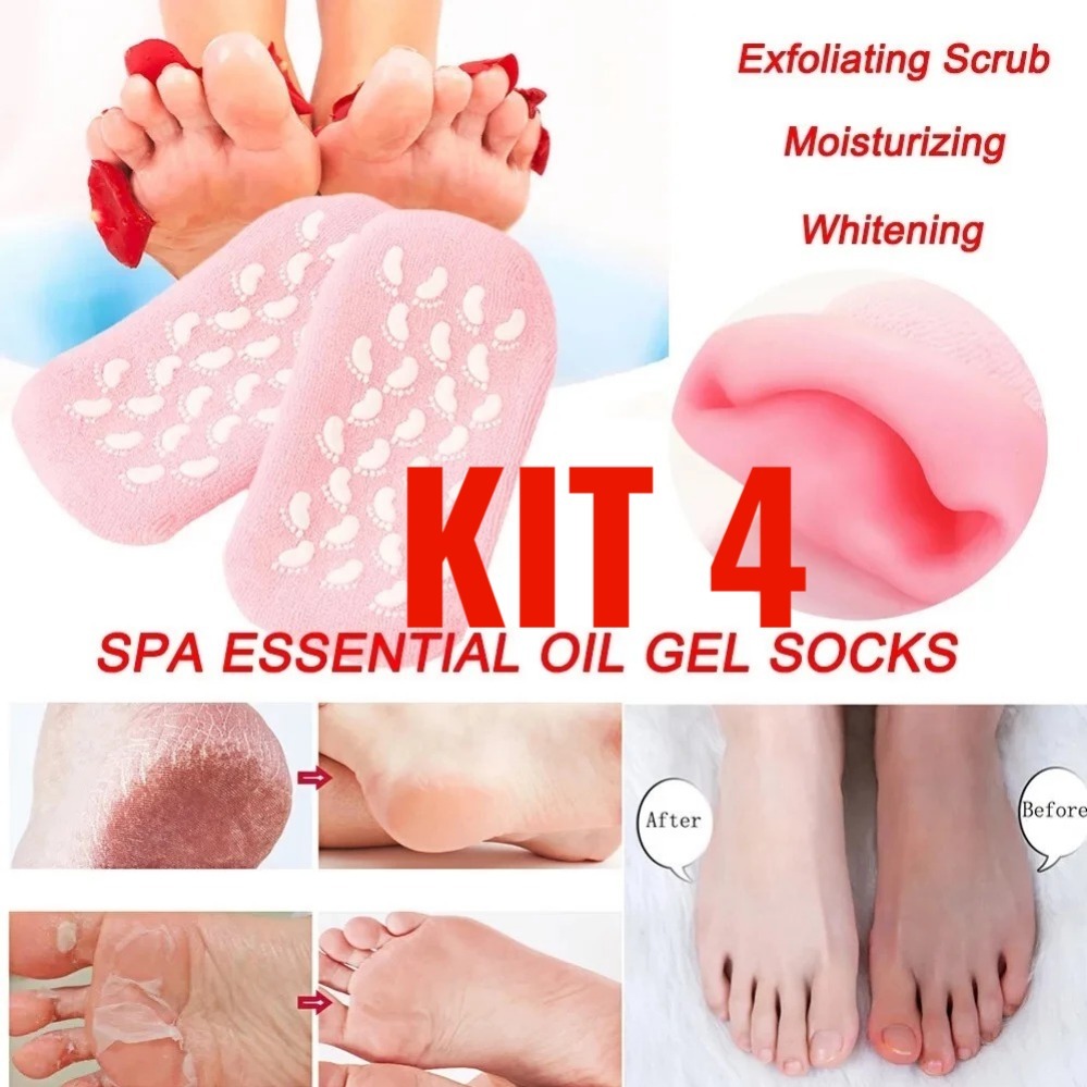 Meia de Hidratação Silicone Esfoliante Gel Spa Dos Pés