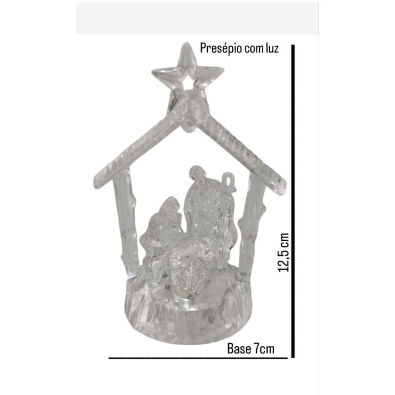 Presépio acrílico com luz sagrada família preç