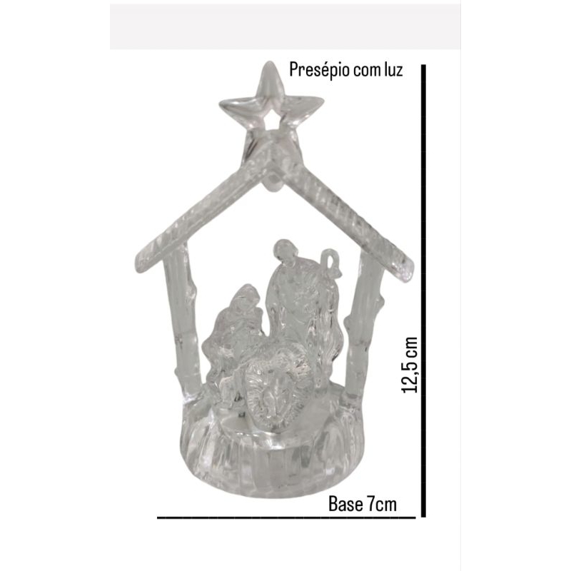 Presépio acrílico com luz sagrada família preço baixo