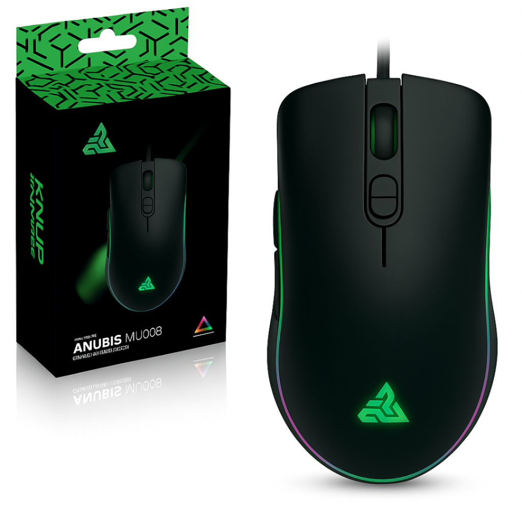 Mouse ergonômico Gamer Profissional RGB Anubis  5 Botões 4800 DPI. ALTA PRECISÃO