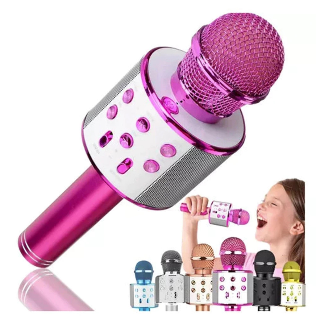 WS-858 – Microfone Infantil de Karaoke Microfone de Brinquedo Sem Fio Bluetooth