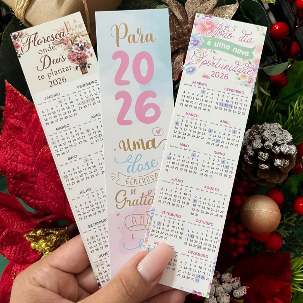 100 Marca página com calendário 2026 – Tudo vai dar certo – Pronta entrega