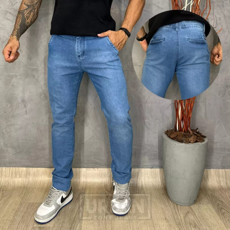 Calça Jeans Masculina Bolso Inclinado Esporte Fin