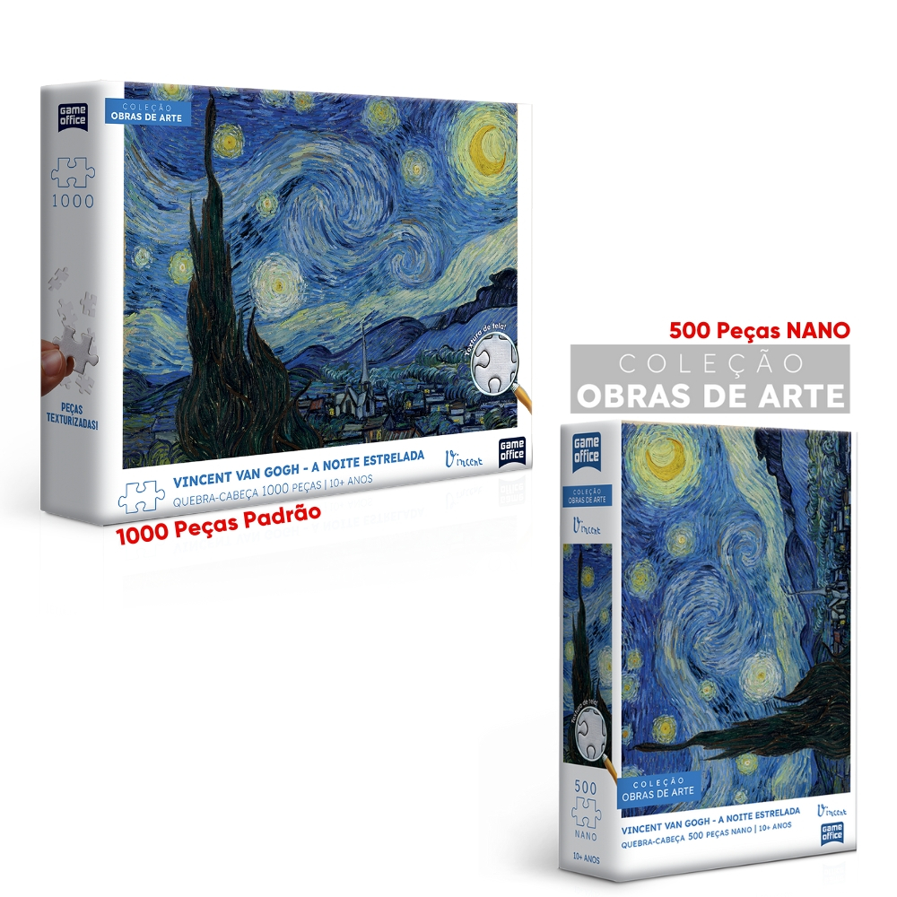 QUEBRA CABEÇA A NOITE ESTRELADA VINCENT VAN GOGH TOYSTER PEÇAS NANO TEXTURADAS OBRAS DE ARTE PUZZLE
