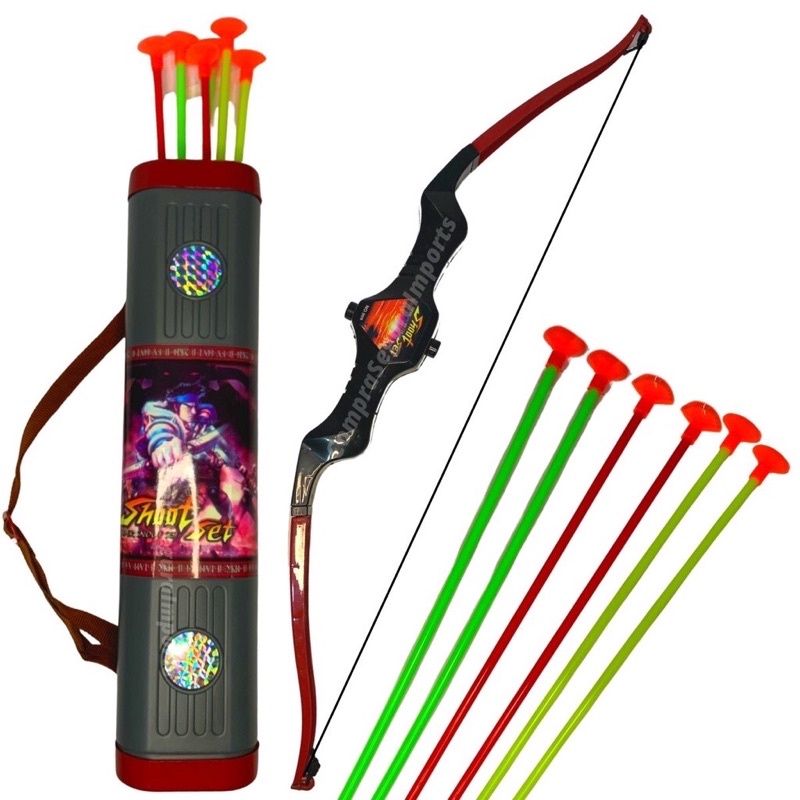 Arco Flecha De Brinquedo C/ Bolsa Aljava Lançador De Dardos Macio
