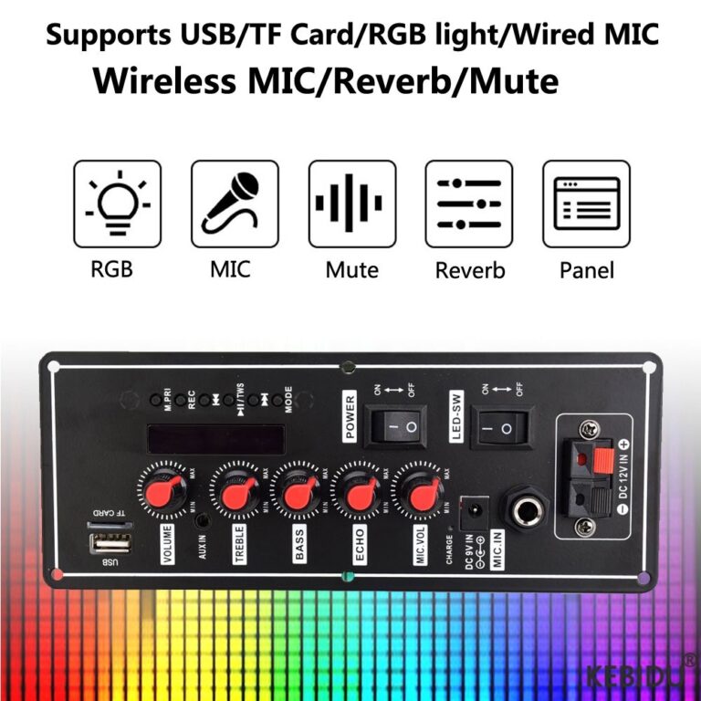 Rádio AUX TF USB 7.4V 20W Bluetooth 5.0 Amplifica