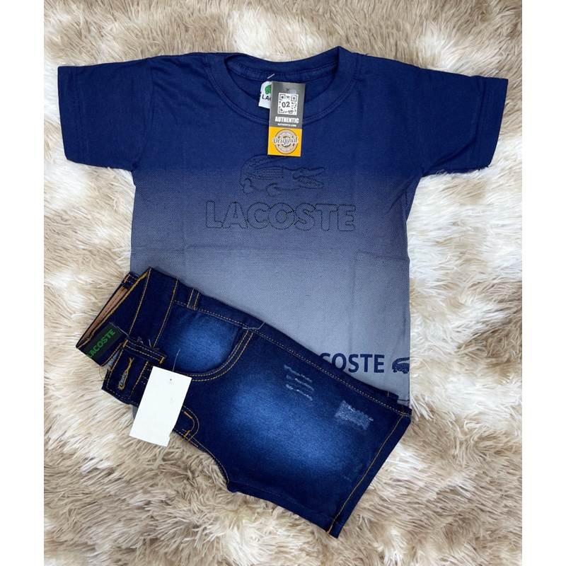 Conjunto Infantil Masculino Camiseta Degrade + Short Jeans Escuro LD.