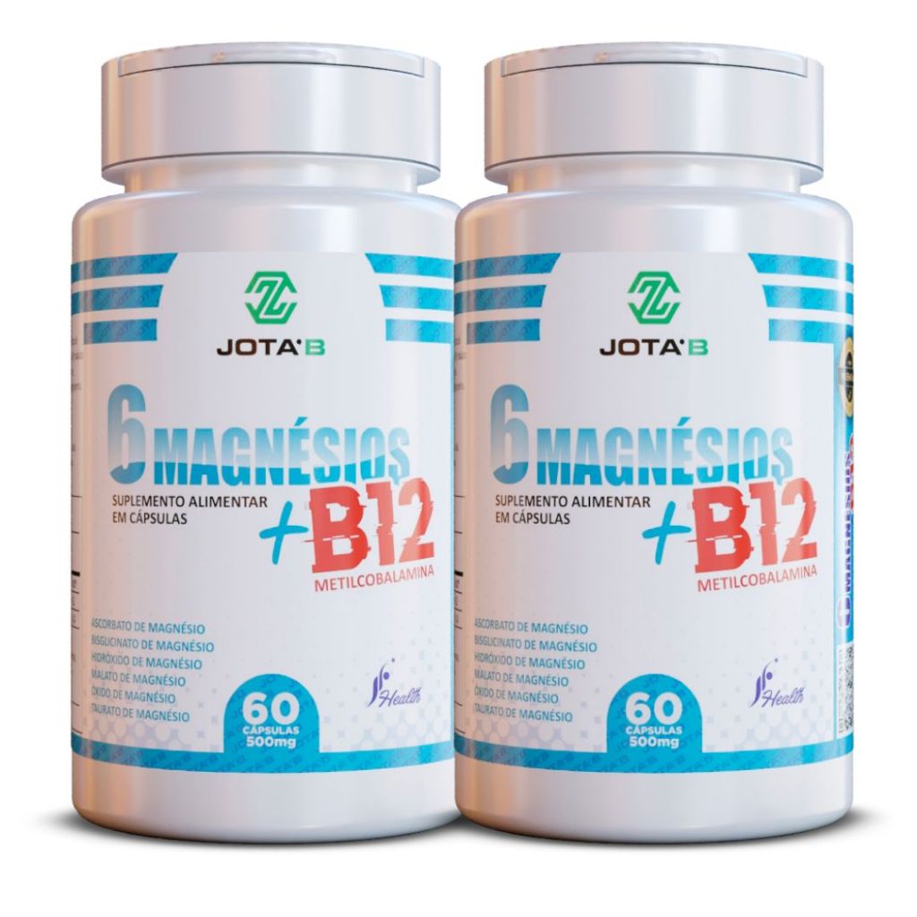 Suplemento 6 Magnésios com Vitamina B12 Metilcobalamina 60 Cápsulas – Envio Imediato