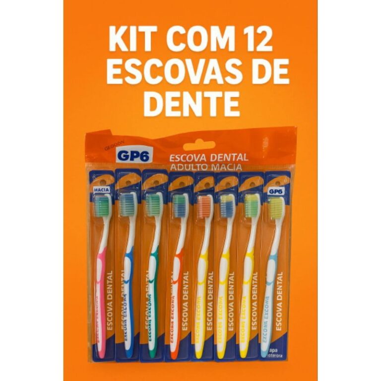kit com 12 Escovas de Dente – Cerdas Macias 