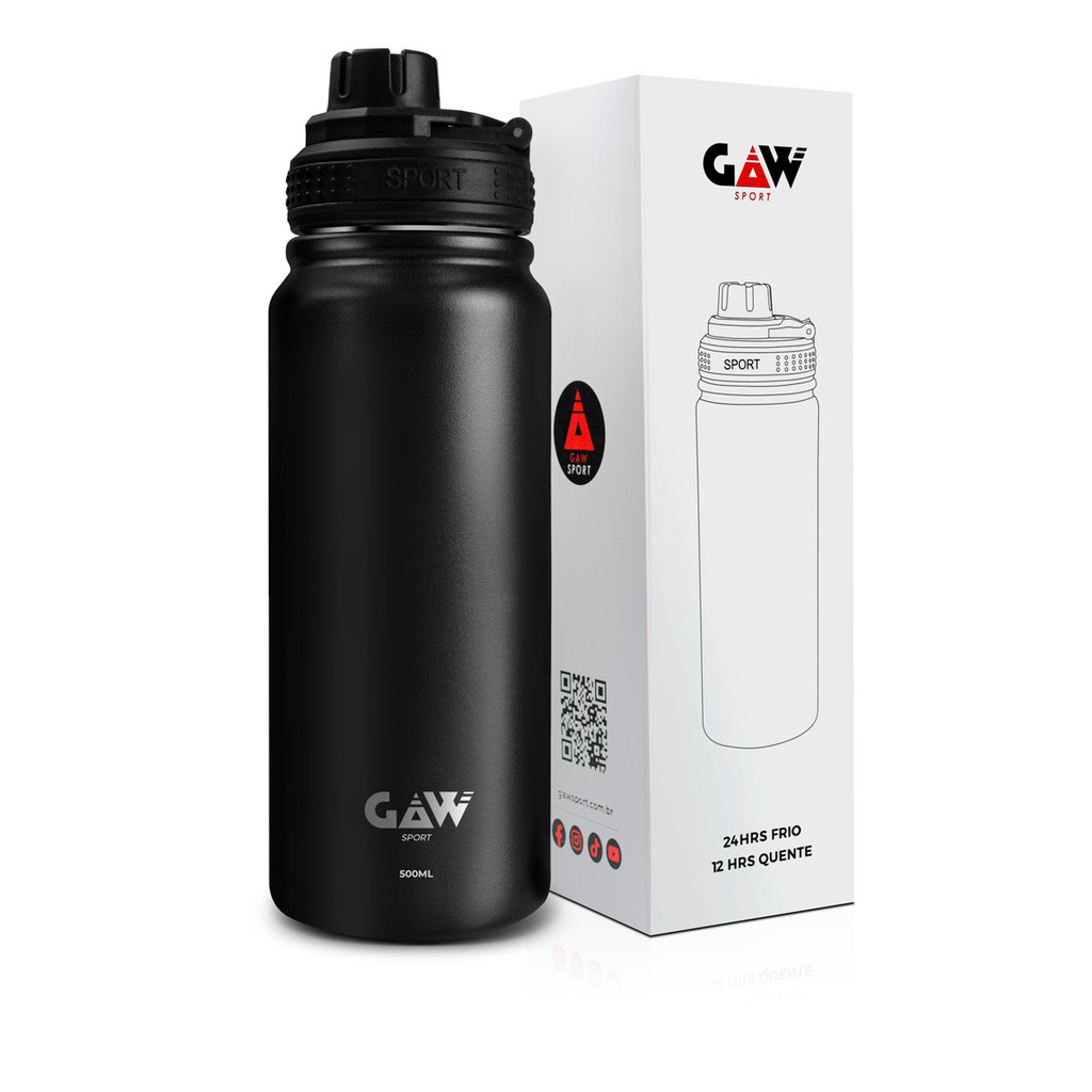 Garrafa Térmica Squeeze Água Quente e Fria Gaw Sport 500 ML Original Inox Esporte Academia