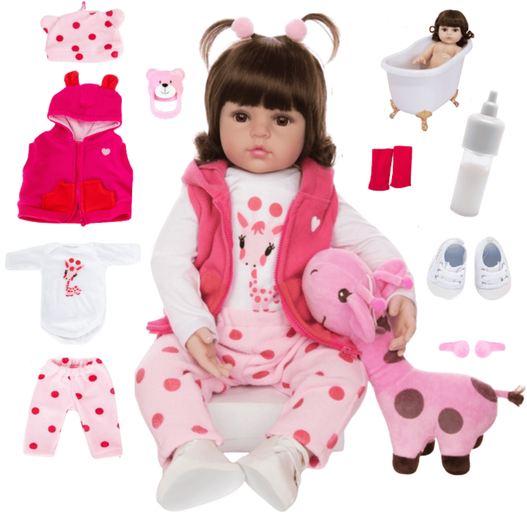 Bebê Reborn Boneca Realista Girafinha Luxo Em Silicone Pode Dar Banho Envio Imediato
