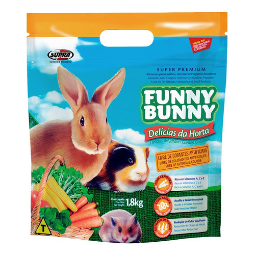 Ração Para Coelho Hamsters Funny Bunny 1,8kg Del
