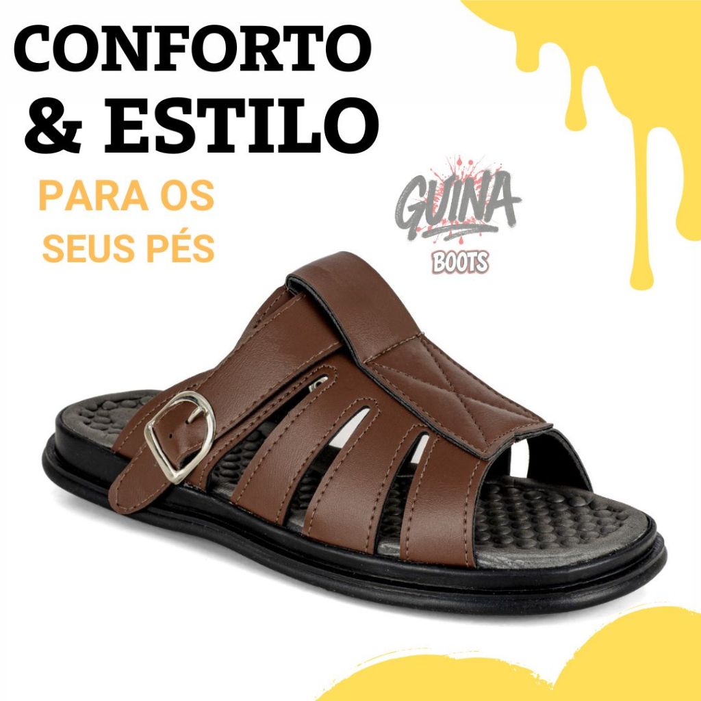 Sandália Masculina Franciscana Chinela Ajuste Fivela