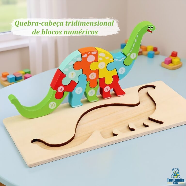 Quebra-Cabeça de Dino 3D em Madeira – Brinq