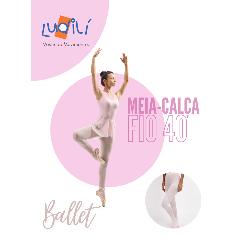 Meia Calça Fio 40 Tradicional Ballet Jazz / Balé infantil e Adulta com pé Clássica – Cores Rosa e Pr
