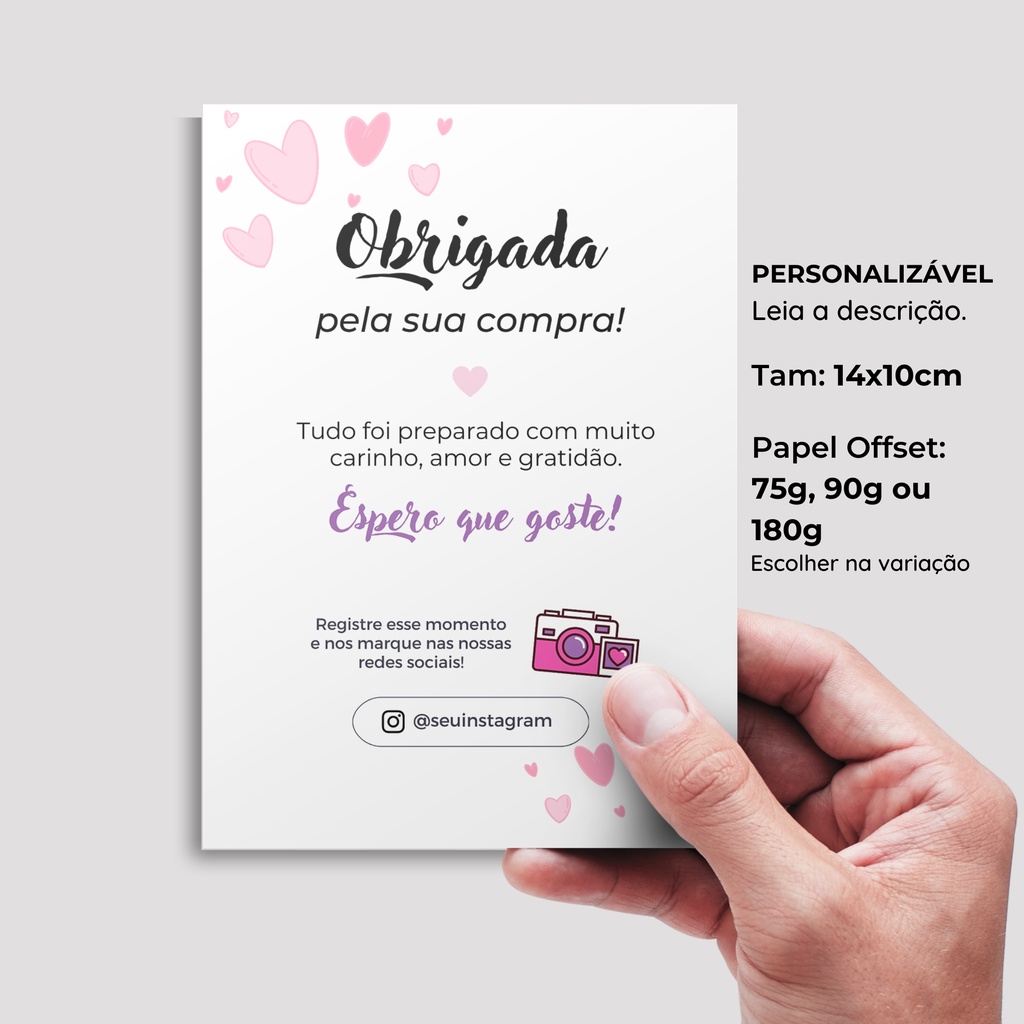 50 ou 100 Carta de Agradecimento ao Cliente Personalizável Cartão para Unbox 10×14 para empresa, loj