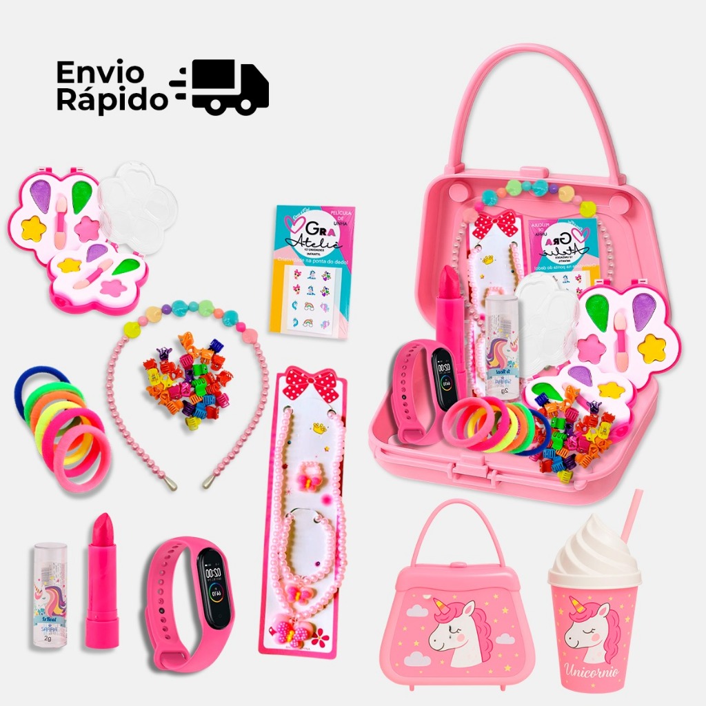 kit Infantil Criança De Maquiagem Com Maletinha Make Linda Completa increvel