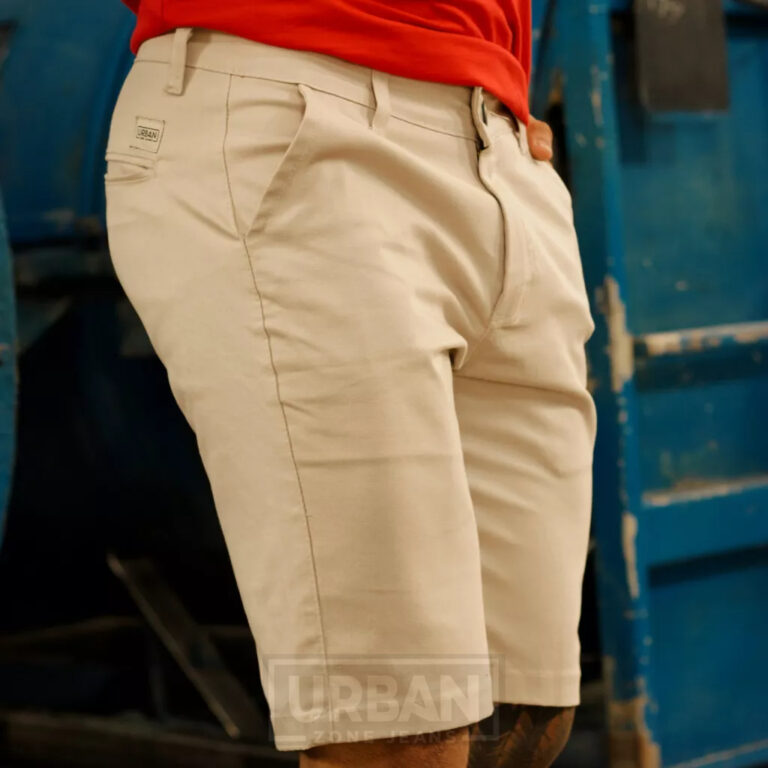 Bermuda Sarja Masculina Caqui de Brim Slim Bolso E