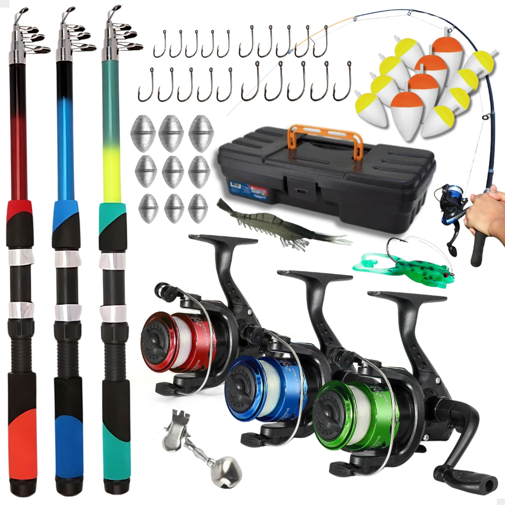 Kit Pesca Completo Barato Com Acessórios – Para Iniciantes, Pesqueiro, Rio, Lambari, Tilapia e Etc
