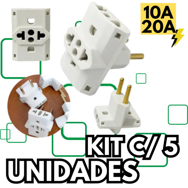 Kit 5 Adaptador de Tomada Benjamim Universal 10A e