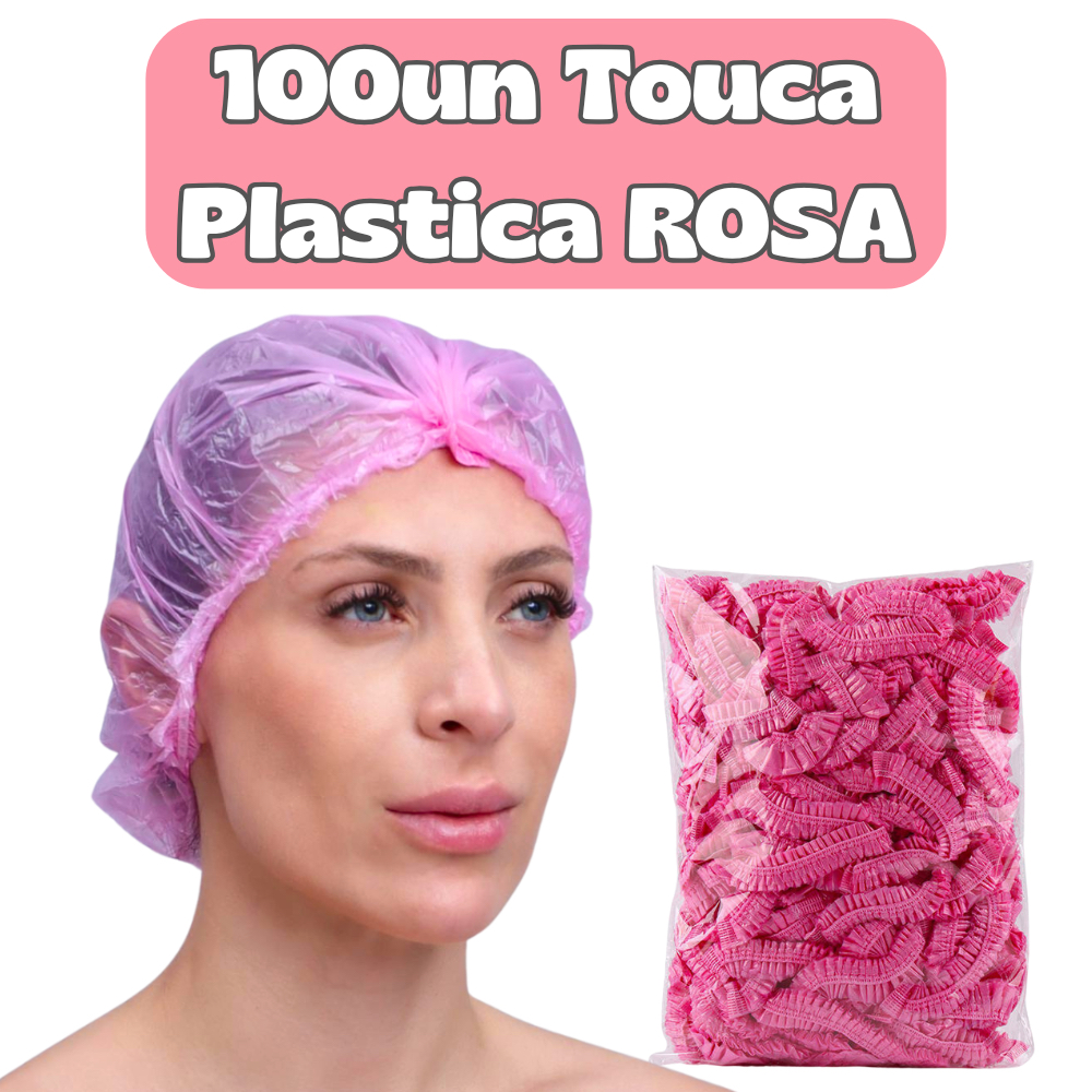 Touca Plástica cor ROSA Descartável Amaciamento/Banho Salão de Beleza Spá Estética
