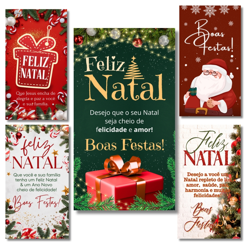 50 ou 100 Cartões Mensagens Natal e Feliz 2026 – 9×5 cm – Pronta Entrega – Envio Rápido
