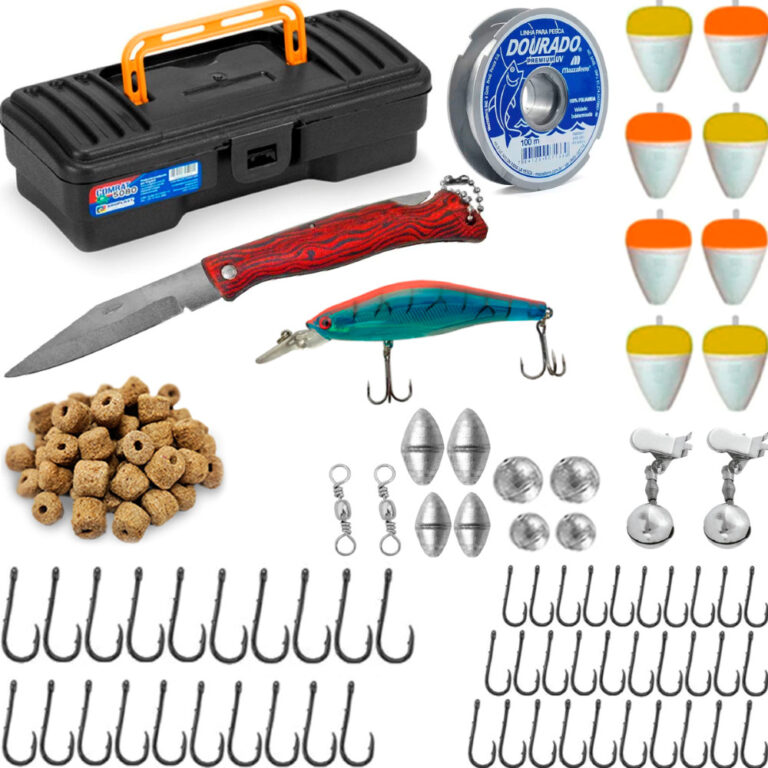 Kit Pesca Completo Anzol Boia Chumbada Sino Girado