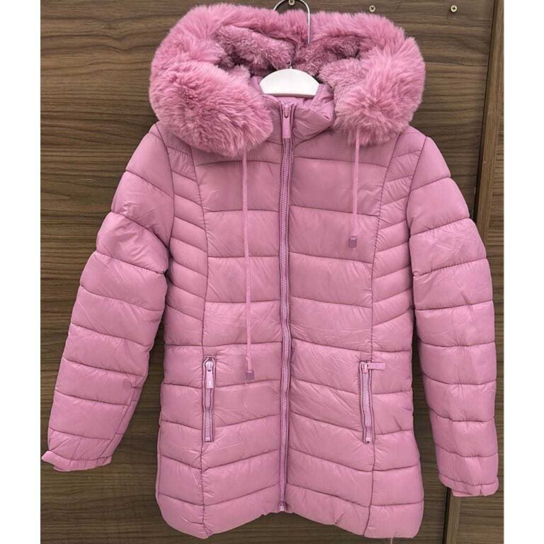 Jaqueta Nylon Parka Infantil Feminina Com Capuz Fo