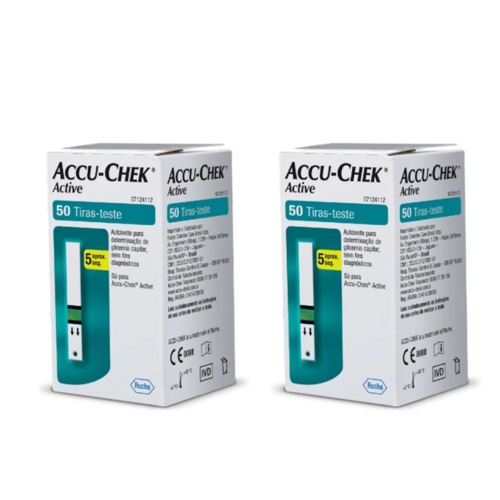 Kit 2×50 Accu-chek Active (100 Tiras Reagentes) Promoção